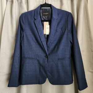 NWT Banana Republic Blazer In Navy Plaid 6 Petite